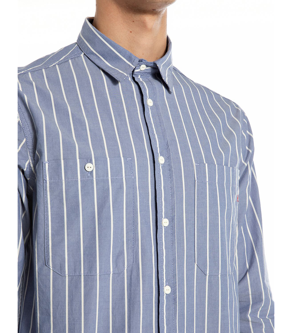 リラックスフィット ストライプコットンシャツ 詳細画像 ブルー 3